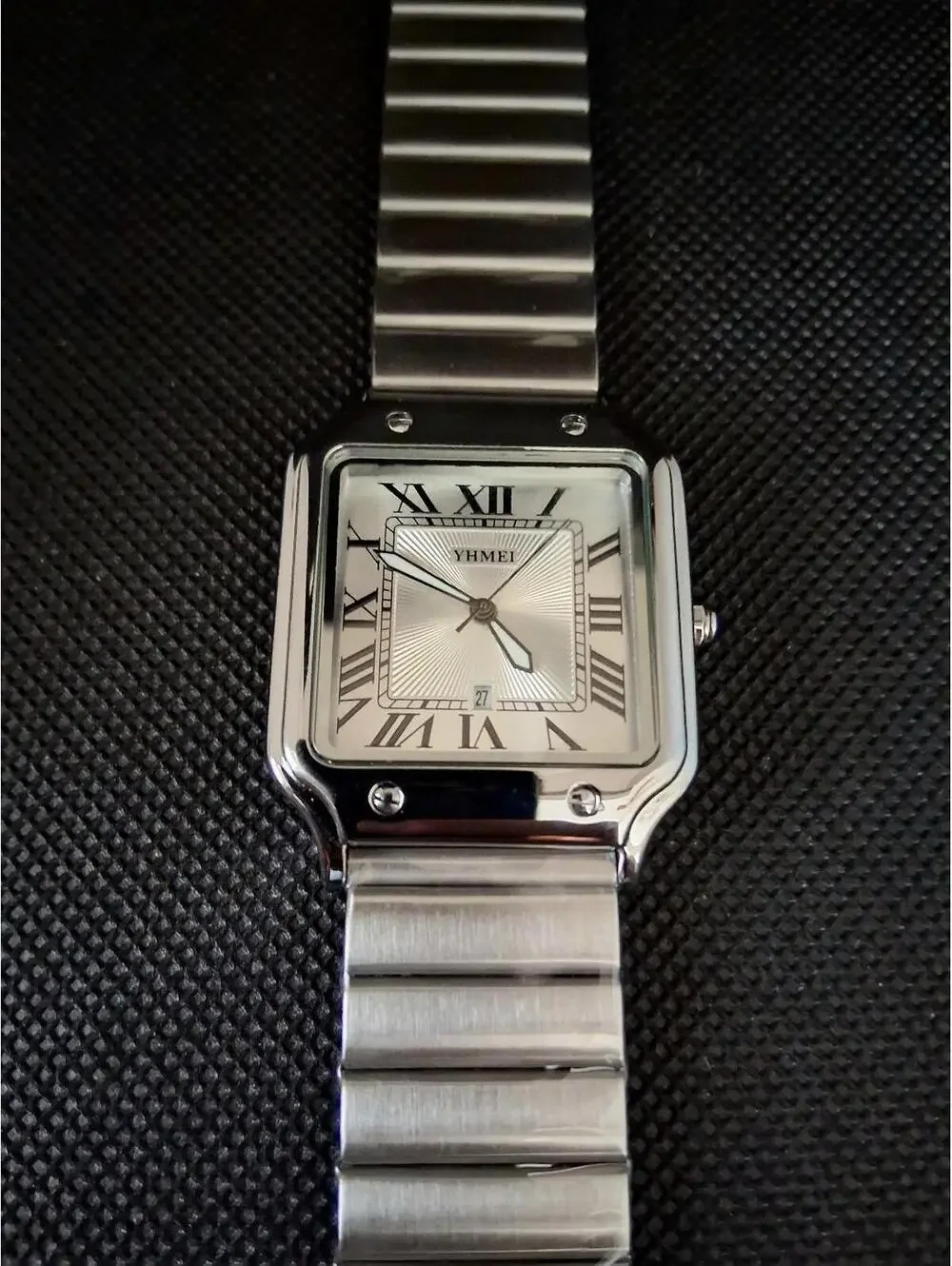 Men's Luxury Square Dial Stainless White Watch